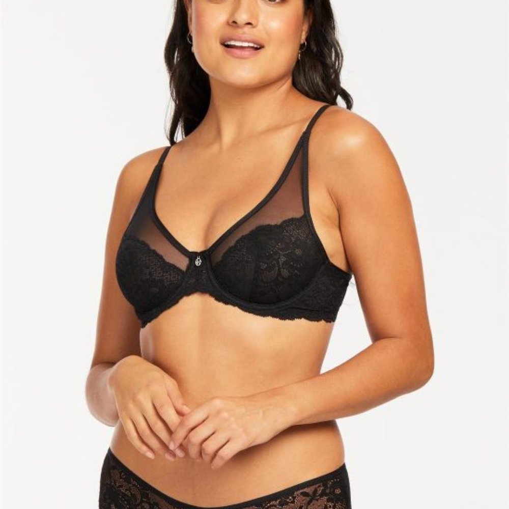 Grace Bra Montelle Intimates Boutique Size 34 D Underwire Mesh Black Sexy - Picture 4 of 4